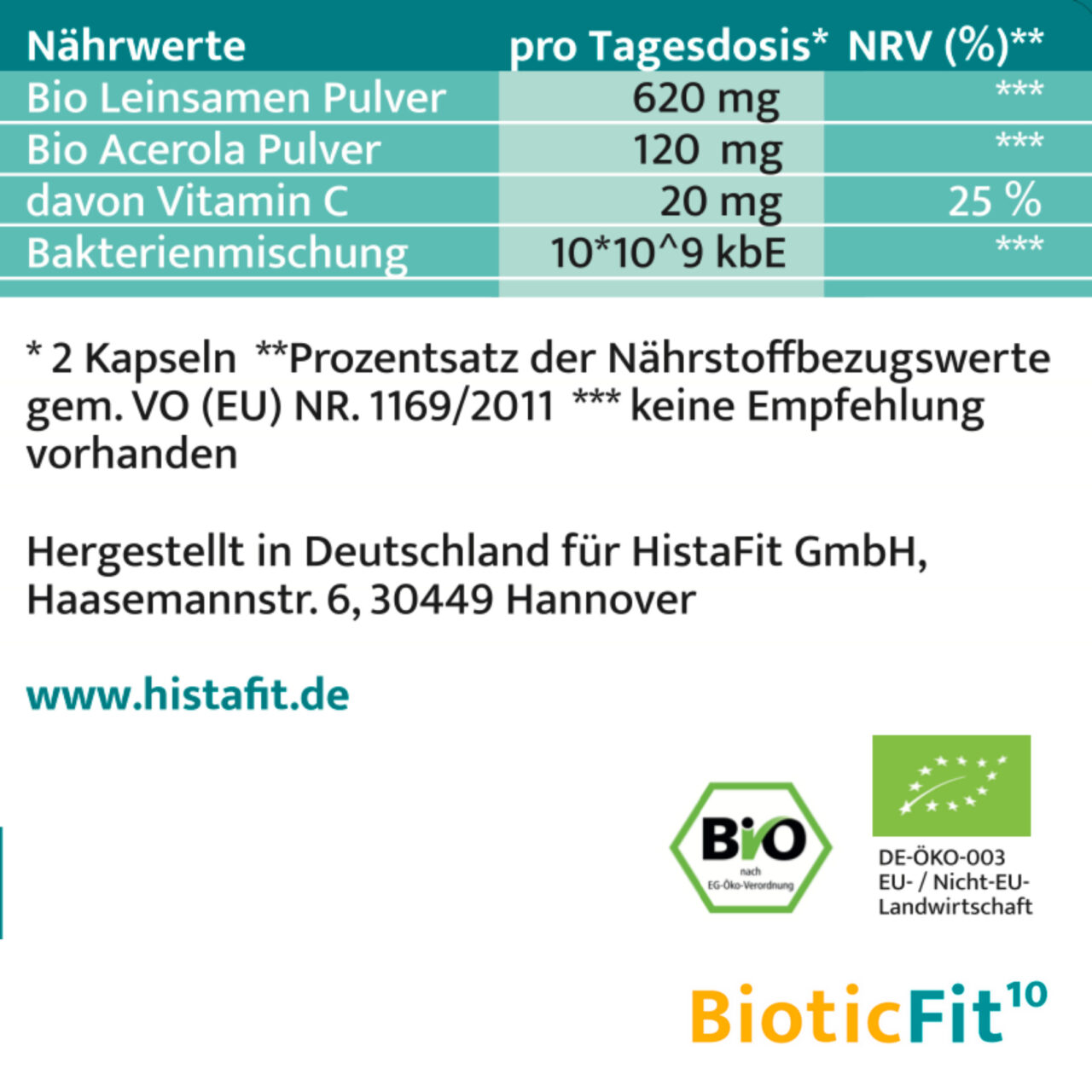 HistaFit BioticFit10 Nährwerte